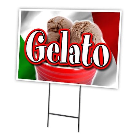 Signmission Gelato Yard Sign & Stake outdoor plastic coroplast window, C-1216 Gelato C-1216 Gelato